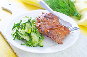 Image showing meat with salad