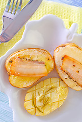 Image showing baked potato with lard
