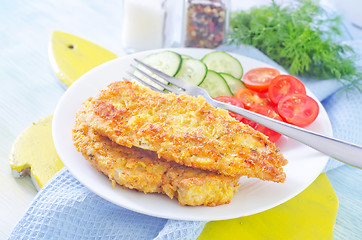 Image showing fried chicken with vegetables