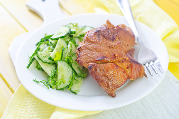 Image showing meat with salad