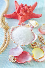 Image showing sea salt and shells