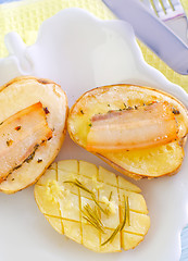 Image showing baked potato with lard