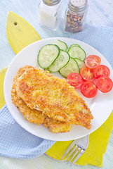 Image showing fried chicken with vegetables