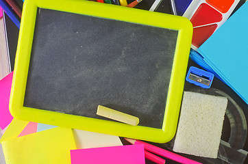 Image showing blackboard and school supplies