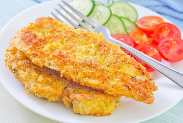 Image showing fried chicken with vegetables