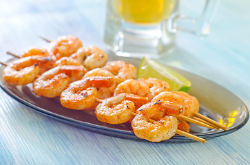 Image showing shrimps and beer