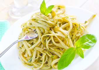 Image showing pasta with pesto