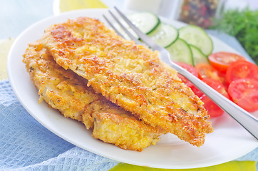 Image showing fried chicken with vegetables