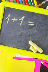 Image showing blackboard and school supplies