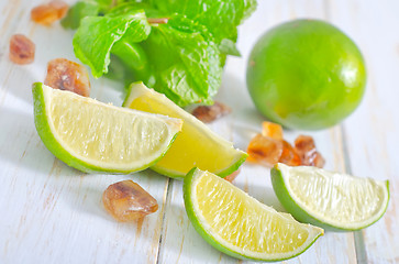 Image showing lime with mint and sugar