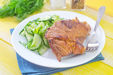 Image showing meat with salad