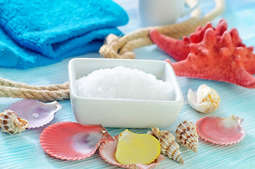 Image showing sea salt and shells