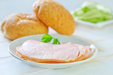 Image showing ham on plate