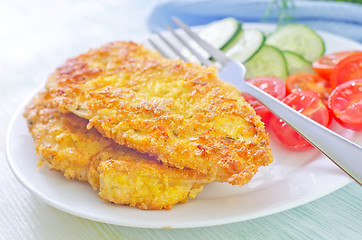 Image showing fried chicken with vegetables