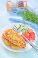 Image showing fried chicken with vegetables