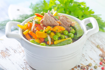 Image showing baked vegetables with meat