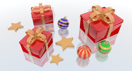 Image showing Christmas balls and gifts