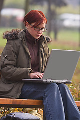 Image showing Working on a laptop