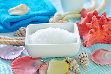 Image showing sea salt and shells