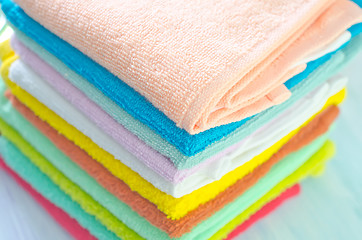 Image showing Assortment of soap and towels