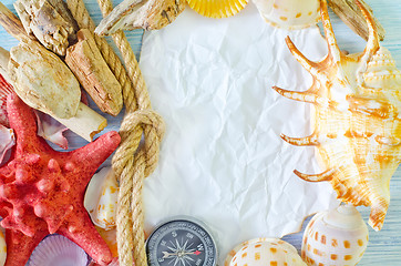 Image showing sea shells on blue background