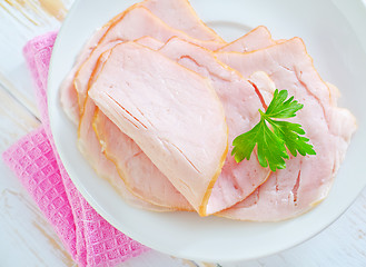 Image showing ham on plate