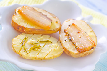 Image showing baked potato with lard