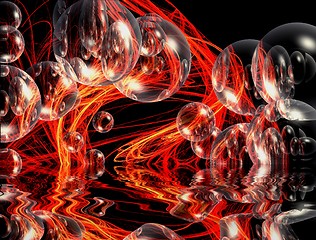 Image showing bubbles and reflection abstract colored background