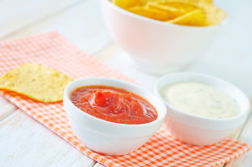 Image showing sauces for nachos