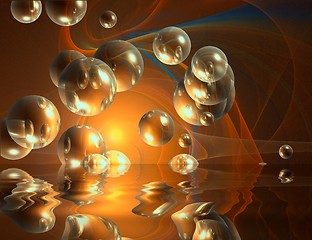 Image showing bubbles and reflection abstract colored background