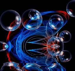 Image showing bubbles and reflection abstract colored background