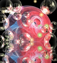 Image showing bubbles and reflection abstract colored background