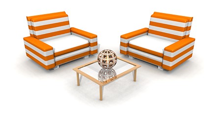 Image showing orange and white armchairs