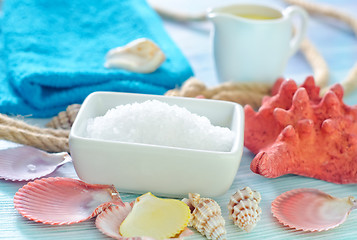 Image showing sea salt and shells