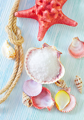 Image showing sea salt and shells