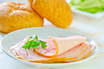 Image showing ham on plate