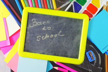 Image showing blackboard and school supplies