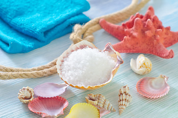 Image showing sea salt and shells