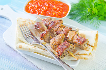 Image showing kebab on lavash