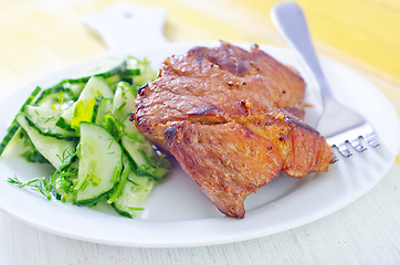 Image showing meat with salad