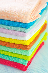 Image showing Assortment of soap and towels