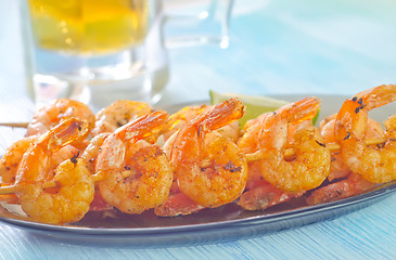 Image showing shrimps and beer