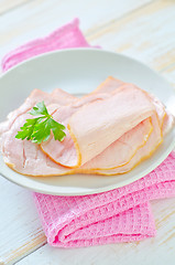 Image showing ham on plate