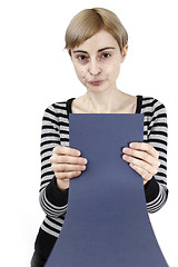 Image showing Woman holding a paper