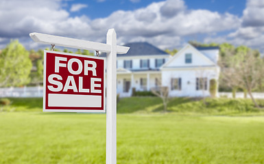 Image showing Home For Sale Sign in Front of New House