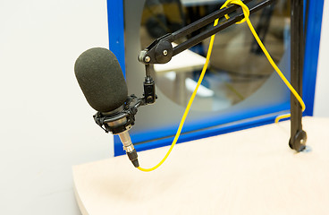 Image showing microphone at recording studio or radio station