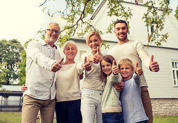 Image showing happy family in front of house outdoors