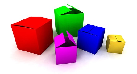 Image showing Colored boxes