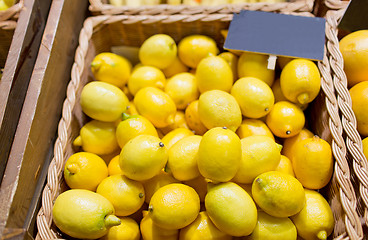 Image showing ripe lemons at food market