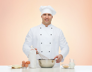 Image showing happy male chef cook baking